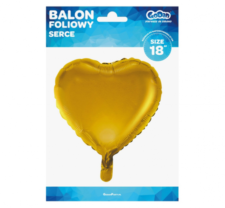 Balon foliowy "Serce", matowe, złote, 18"
