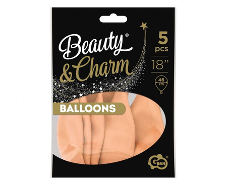 Balony Beauty&Charm, makaronowe, łososiowe 18" / 5 szt.
