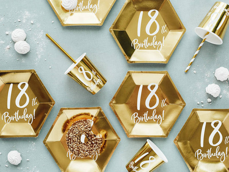 Talerzyki 18th Birthday, złoty, 20cm