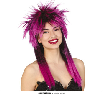 Fioletowa peruka rockowa, damska