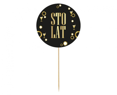 Dekoracja pap. na tort B&G Party - Sto Lat, okrągła 10 cm