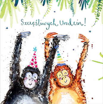 Karta urodzinowa - Dwie Urodzinowe Małpy