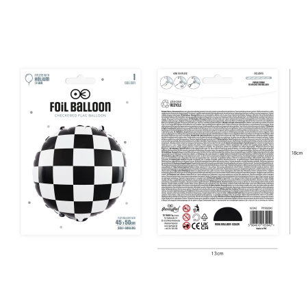 Balon foliowy 18", Racing Car Flaga w szachownicę