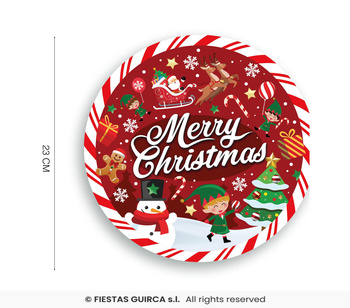 Talerzyki Merry Christmas 23cm, 6 szt