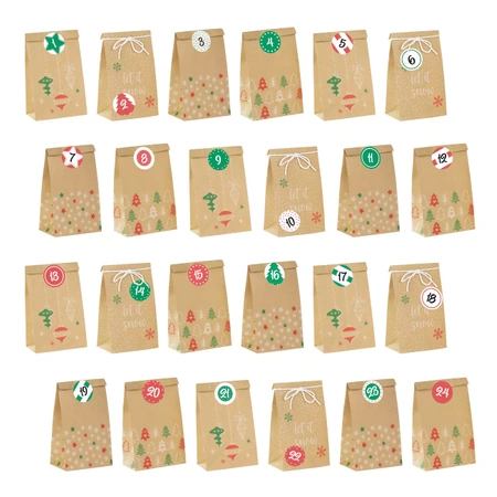 Kalendarz adwentowy Torebki Papierowe DIY 24szt.