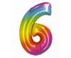 Balon foliowy Smart, Cyfra 6, tęczowa, 76 cm