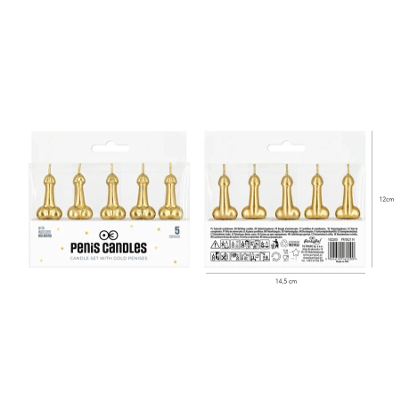 Świeczki penisy złote 5 szt.