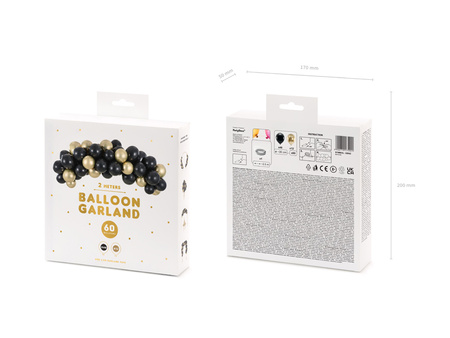 Girlanda balonowa - czarno-złota, 200cm