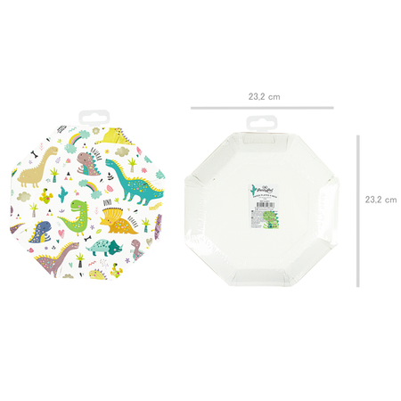Papierowy talerz 9cali w dinozaury 6szt