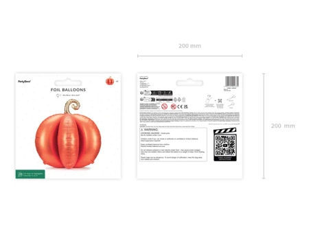 Stojący balon foliowy Dynia 3D, 90x90 cm, pomarańczowy