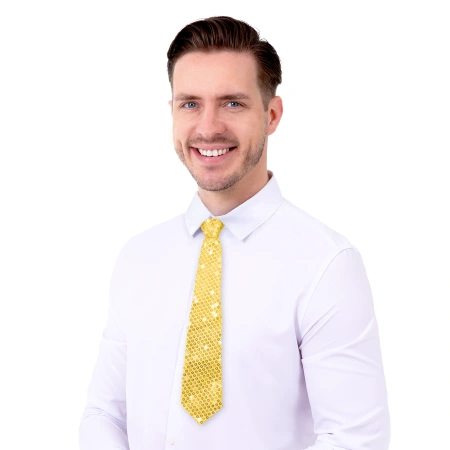 Krawat cekinowy, złoty