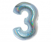 Balon foliowy B&C, Cyfra 3, holograficzna srebrna, 76 cm