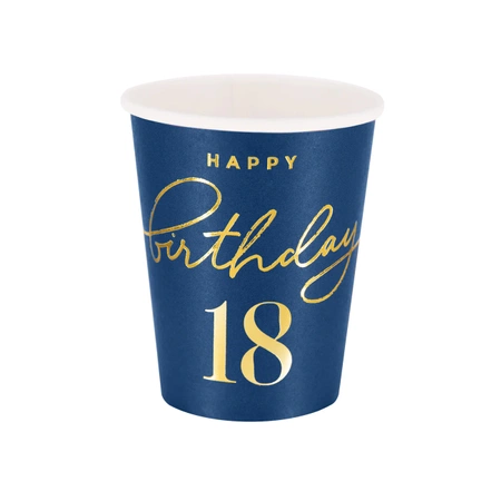 Kubek Happy Birthday 18 granatowy 220ml 6szt.