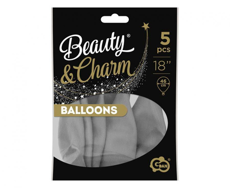 Balony Beauty&Charm, pastelowe, szare 18" / 5 szt.