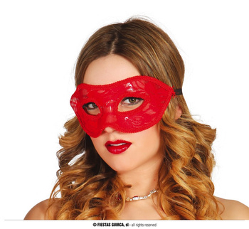 Maska karnawałowa czerwona koronka
