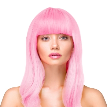 Peruka imprezowa włosy długie proste jasnoróżowe