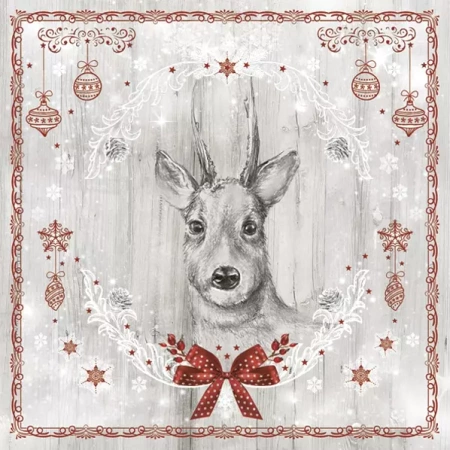 Serwetki papierowe Jeleń z kokardą, 33x33cm, 20 szt