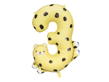 Balon foliowy Cyfra 3 - Gepard, 68x98 cm, mix