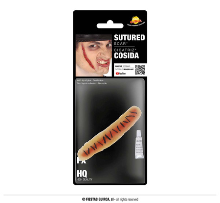 Sztuczna zszyta rana na Halloween