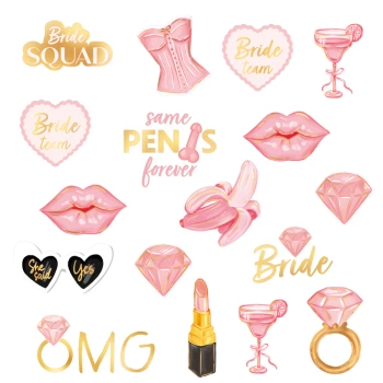 Tatuaże zmywalne Bride to be 19 szt. zestaw