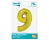 Balon foliowy Smart, Cyfra 9, złota, 76 cm