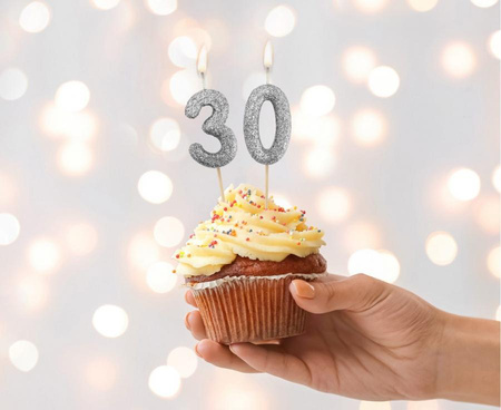 Świeczka piker B&C cyferka 3, czarna, NOWY BIO BROKAT, 11x3.5 cm