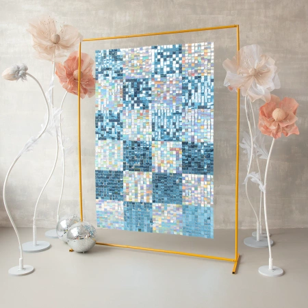 Panel cekinowy kwadraty niebieski 30x30cm