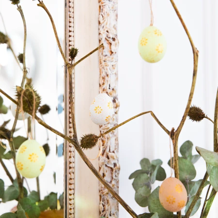 Dekoracje Wielkanocne Naturalne Wydmuszki w złote kwiatki mix 6 szt.