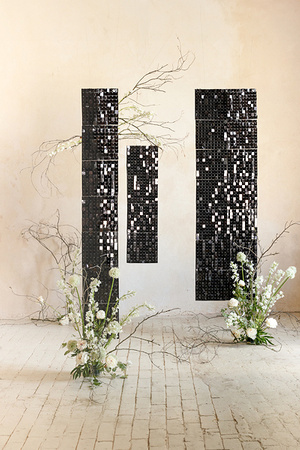 Panel cekinowy, kwadraty, czarny, 30x30 cm