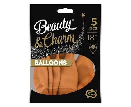 Balony Beauty&Charm, pastelowe, karmelowe 18" / 5 szt.