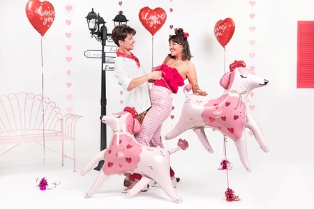 Girlanda Serca, różowy, 3 m