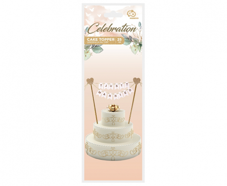 Dekoracja papierowa W&C na tort Just Married, 25 cm