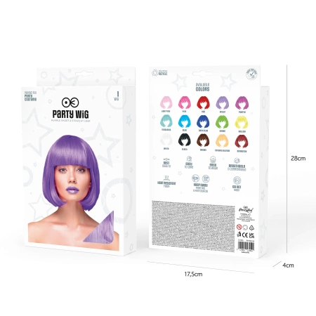 Peruka imprezowa włosy krótkie proste purpurowe