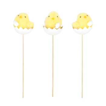 Dekoracje wielkanocne Kurczaki w skorupkach na patyku 1 szt.