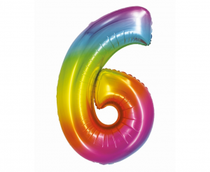 Balon foliowy Smart, Cyfra 6, tęczowa, 76 cm