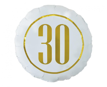 Balon foliowy "30" (biały), 18"