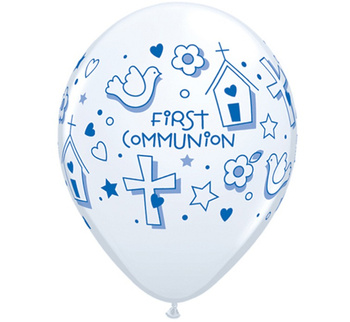 Balony QL 11 cali pastelowe białe, PIERWSZA KOMUNIA/ 25 szt.