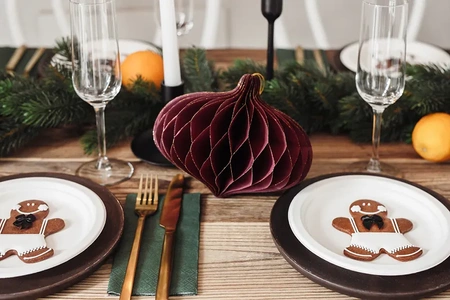 Bombka papierowa honeycomb Owal, bordo, 18x15cm