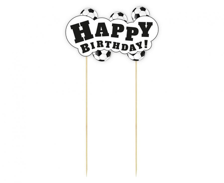 Dekoracja papierowa na tort Piłka Nożna - Happy Birthday, 13x19 cm