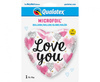 Balon foliowy 18" QL HRT "Love You Pink Watercolor Hearts"