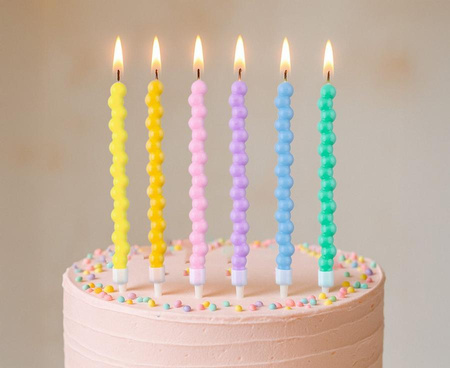 Świeczki kuleczki mix, makaronikowy, 13.5x0.7 cm, 6 szt.