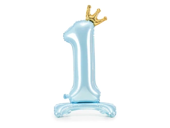 Stojący balon foliowy cyfra "1", 84 cm, błękit