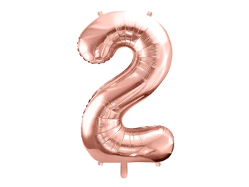 Balon foliowy Cyfra ''2'', 86cm, różowe złoto