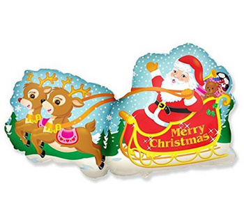 Balon foliowy "Mikołaj w saniach"