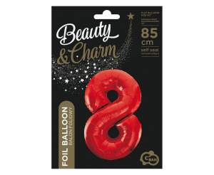 Balon foliowy B&C Cyfra 8, czerwona, 85 cm