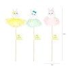 Dekoracje wielkanocne Zajączki w spódniczkach na patyku mix 1 szt.