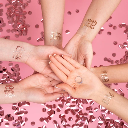 Tatuaże zmywalne Bride to Be rosegold13 szt