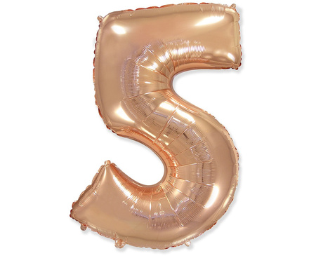 Balon foliowy FX - "Number 5" różowe - złoto, 85 cm