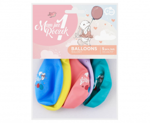 Balony Premium Hel Mam Już 1 Roczek (króliczek), 13"/ 5 szt.