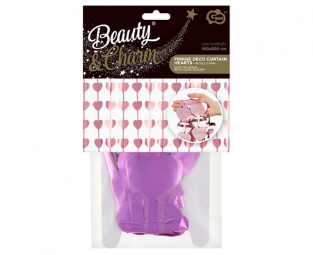 Kurtyna Serca, metaliczna różowa, 100x200 cm